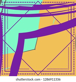 Abstract grunge background, colorful asymmetric pattern. Contemporary modern art for silk scarf shawl design. Digital brushstrokes painted texture for textile fabric, paper print. Fashion illustration