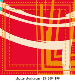 Abstract grunge background, colorful asymmetric pattern. Contemporary modern art for silk scarf shawl design. Digital brushstrokes painted texture for textile fabric, paper print. Fashion illustration