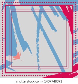 Abstract grunge background, colorful asymmetric pattern. Contemporary modern art for silk scarf shawl design. Digital brushstrokes painted texture for textile fabric, paper print. Fashion illustration