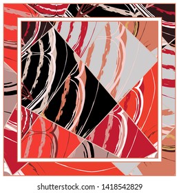 Abstract grunge background, colorful asymmetric pattern. Contemporary modern art for silk scarf shawl design. Digital brushstrokes painted texture for textile fabric, paper print. Fashion illustration