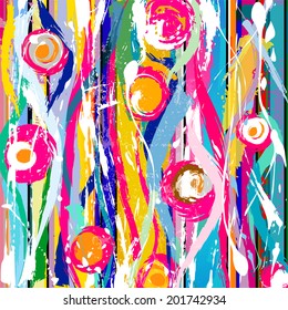 abstract grunge background composition, with paint strokes, splashes and circles, summer color