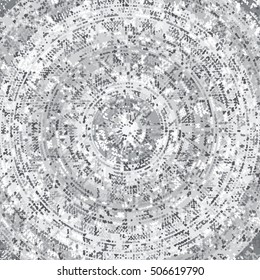 Abstract grunge background. Concentric circles of particles.
