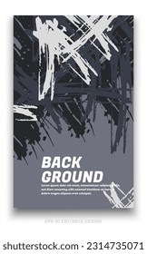 Abstract grunge background cover design with brush strokes concept. Design element for posters, magazines, book covers, brochure template, flyer, presentation.