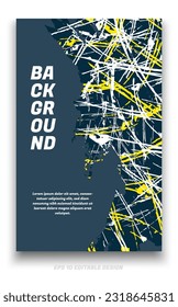Abstract grunge background cover design with brush strokes concept. Design element for posters, magazines, book covers, brochure template, flyer, presentation.
