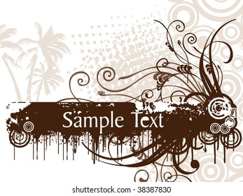 abstract grunge background with creative deign, tree and circle