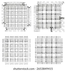 Abstract grunge background. Distorted dotted pattern. Chaotic textured surface. Vector digital glitch.