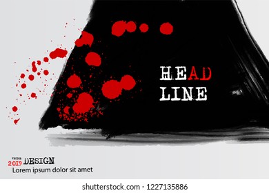 Abstract grunge background with drops and splashes on a light background. Elements of bloody style. Templates for creative design of posters, banners, web projects. Vector Illustration.