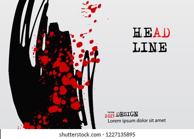 Abstract grunge background with drops and splashes on a light background. Elements of bloody style. Templates for creative design of posters, banners, web projects. Vector Illustration.