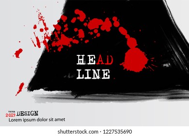Abstract grunge background with drops and splashes on a light background. Elements of bloody style. Templates for creative design of posters, banners, web projects. Vector Illustration.
