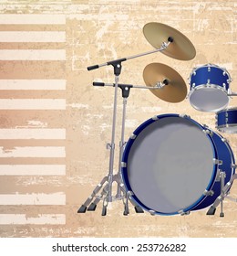 abstract grunge background with drum kit