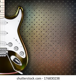 abstract grunge background with electric guitar on brown