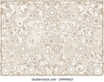 Abstract grunge background with filigree ornament, vector images scale to any size.