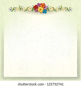 abstract grunge background with floral composition