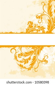 Abstract grunge background with floral elements, digital artwork