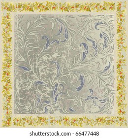 abstract grunge background with floral ornament on beige