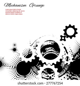 Abstract grunge background, the gears on white background, vector illustration