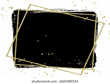 Abstract grunge background with a glittery gold frame design