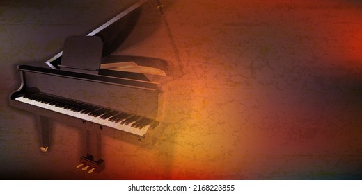 abstract grunge background with grand piano on brown
