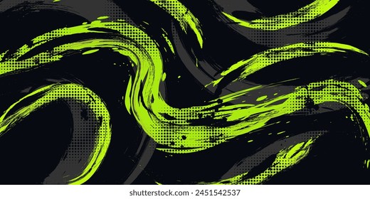Abstract Grunge Background with Green and Gray Brush Texture. Creative Design for Sports Background with Halftone Effect
