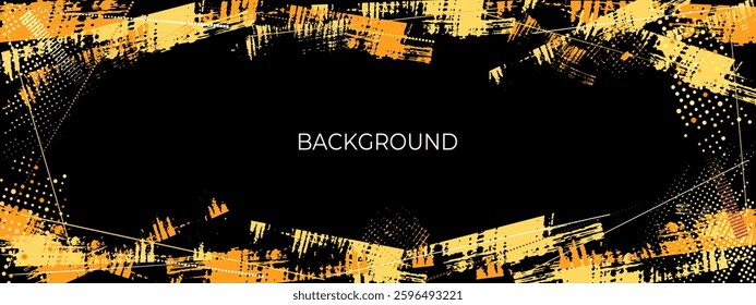 Abstract grunge background with halftone dots pattern texture. Decorative frame with place for text. Concept for graphic design, banner, or poster. Vector illustration.	