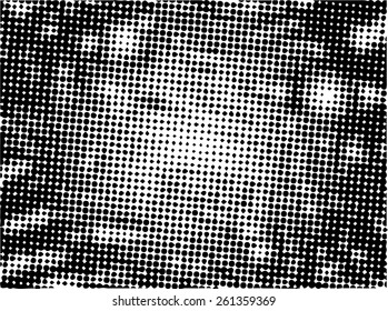 Abstract grunge background with halftone dots. Distressed texture. Vector illustration. 