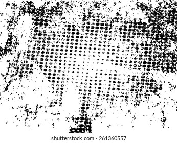 Abstract grunge background with halftone dots. Distressed texture. Vector illustration. 