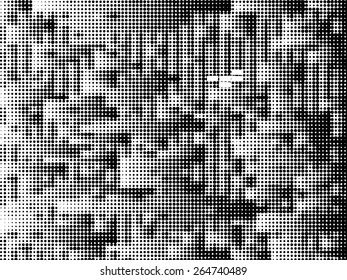 Abstract grunge background with halftone dots. Distressed texture. Vector illustration