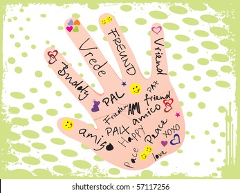 abstract grunge background with hand_2, vector illustration