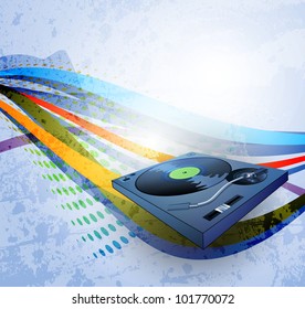 abstract grunge background, Illustration of a turntable