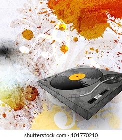 abstract grunge background, Illustration of a turntable