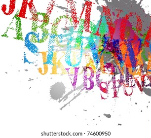 Abstract grunge background with letters.