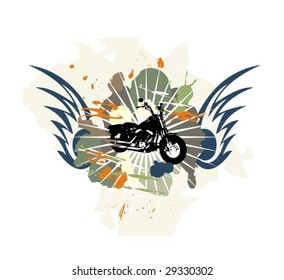 abstract grunge background with motorcycle