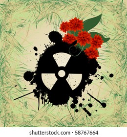 Abstract grunge background with nuclear hazard sign