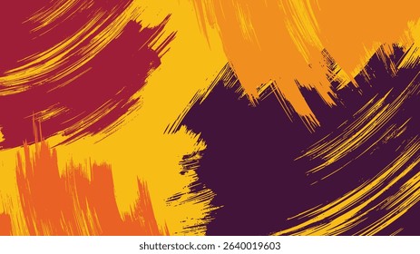 Abstract grunge background with an orange and yellow floral pattern of sun-kissed leaves and fire elements