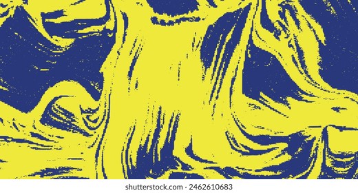 abstract grunge background with paint brush and halftone effect, template design banner with blue and yellow gradient colors of ukrainian flag