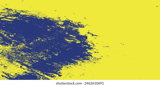 abstract grunge background with paint brush and halftone effect, template design banner with blue and yellow gradient colors of ukrainian flag