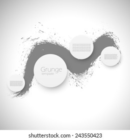Abstract grunge background with paper circles, infographic template