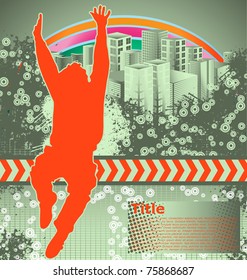 Abstract grunge background with people silhouette