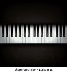 Abstract grunge background with piano on black