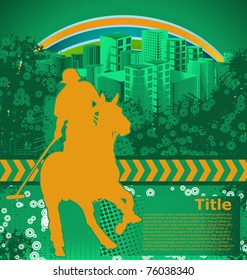 Abstract grunge background with polo player silhouette