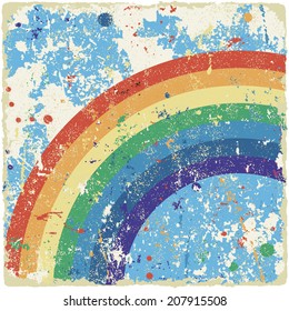 Abstract grunge background with rainbow. Vector illustration. Grunge effect can be cleaned easily