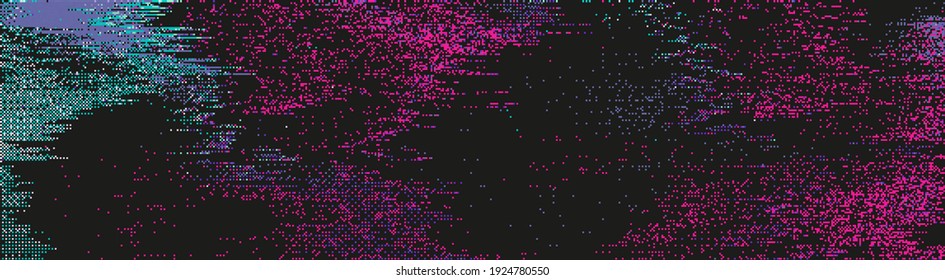 Abstract grunge background with random pixel noise. Dark VHS retro screen with flickering.