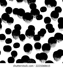 Resumen de fondo grueso con manchas negras colocadas al azar. ilustración en blanco y negro.