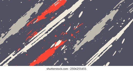 Abstract Grunge Background with Red and Gray Brush Texture. Creative Design for Sports Background with Halftone Effect