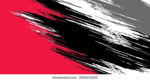 Fondo Abstractas del grunge con la textura roja y gris del cepillo. Diseño creativo para el fondo de los deportes con efecto del semitono