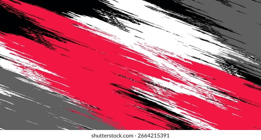 Fondo Abstractas del grunge con la textura roja y gris del cepillo. Diseño creativo para el fondo de los deportes con efecto del semitono

