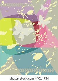 Série de fundo grunge abstrato. Ilustração vetorial com borboletas.