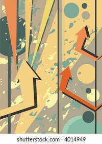 Abstract grunge background series. Vector illustration with arrow, line and circle details.