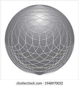 Abstract grunge background. Silver spheres with strips. Vector illustration
