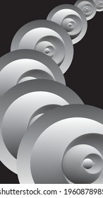 Abstract grunge background. Silver spheres with mesh. Vector illustration